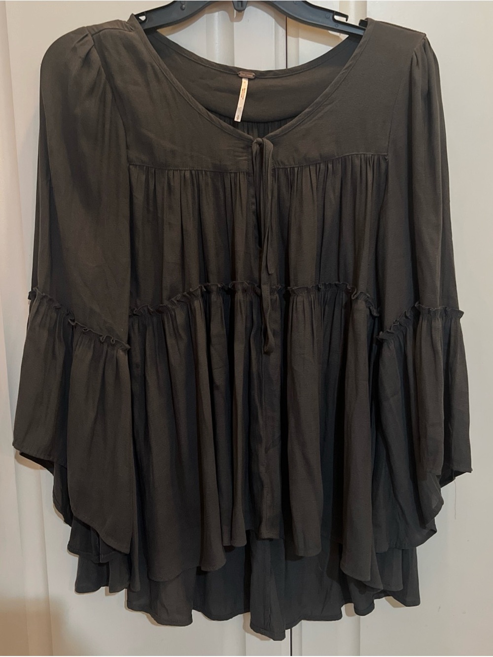 Free People A Few Of My Favorite Things Boho Blouse Shirt Gray Size S
